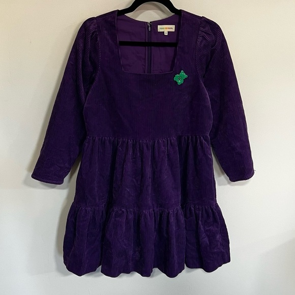 Teddy Fresh Corduroy Square Neck Tiered Mini Dress - Picture 4 of 13